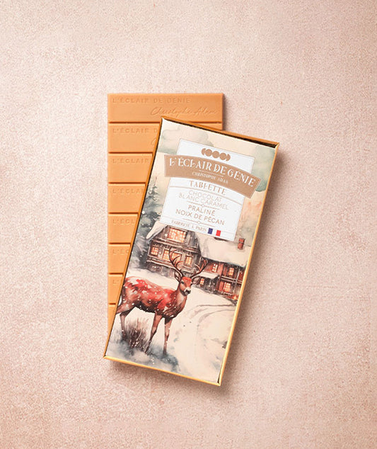 Tablette chocolat blanc caramel et praliné noix de pécan