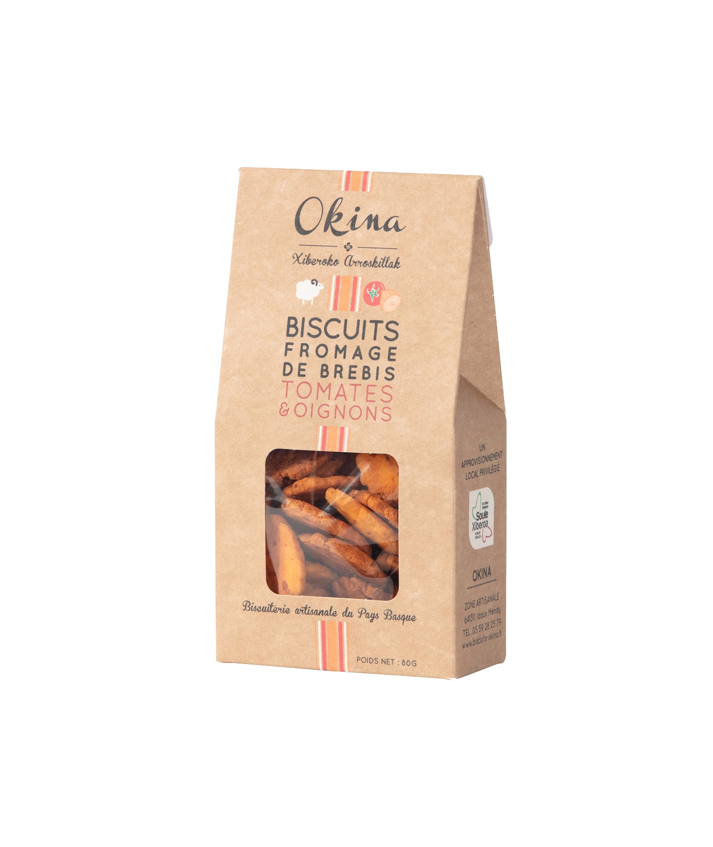Biscuit au fromage de brebis, tomate et oignons OKINA vue face aux Galeries Lafayette Le Gourmet