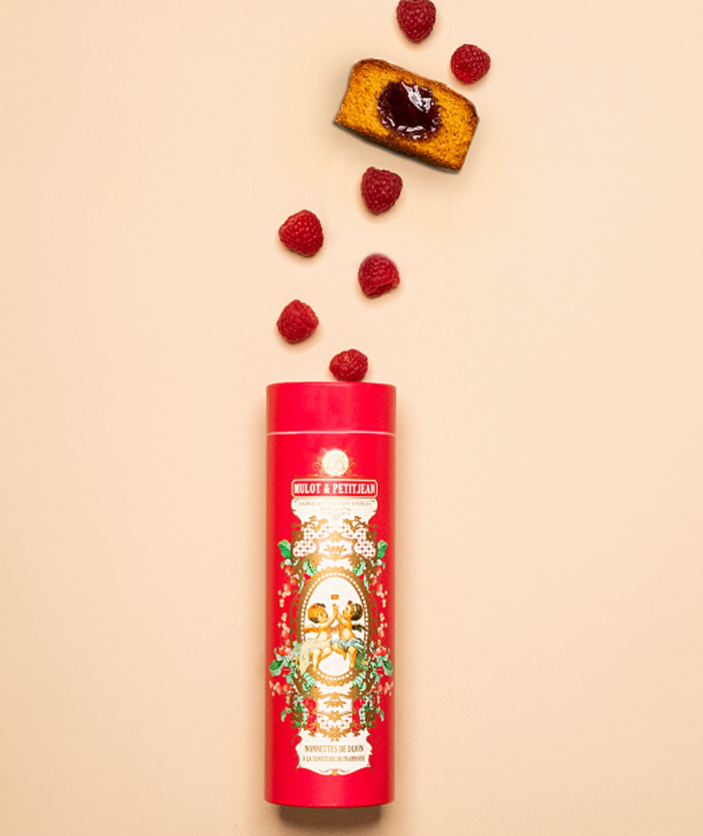 Boite tube de 6 nonnettes à la framboise