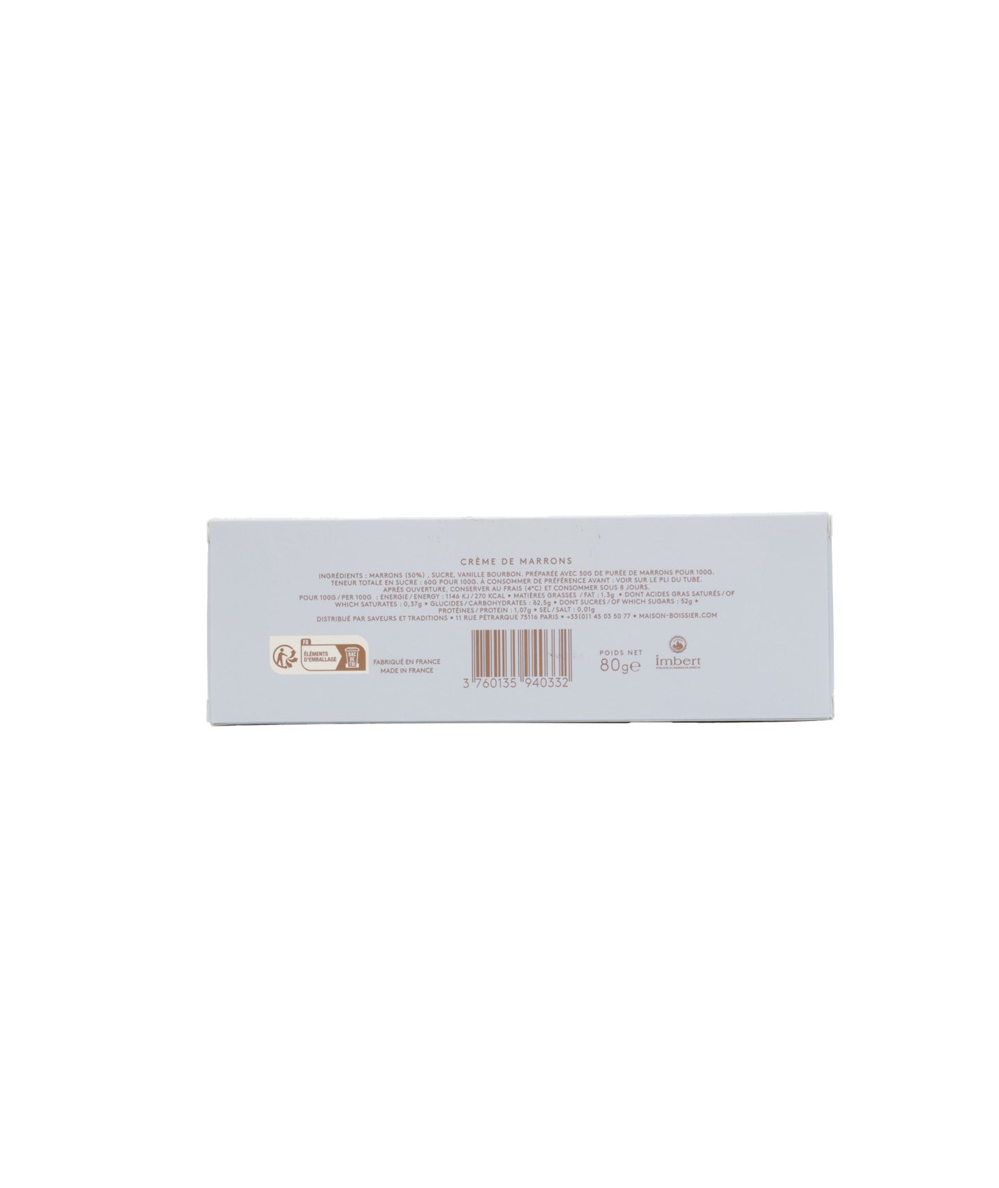 Tube de crème de marrons à la vanille Bourbon