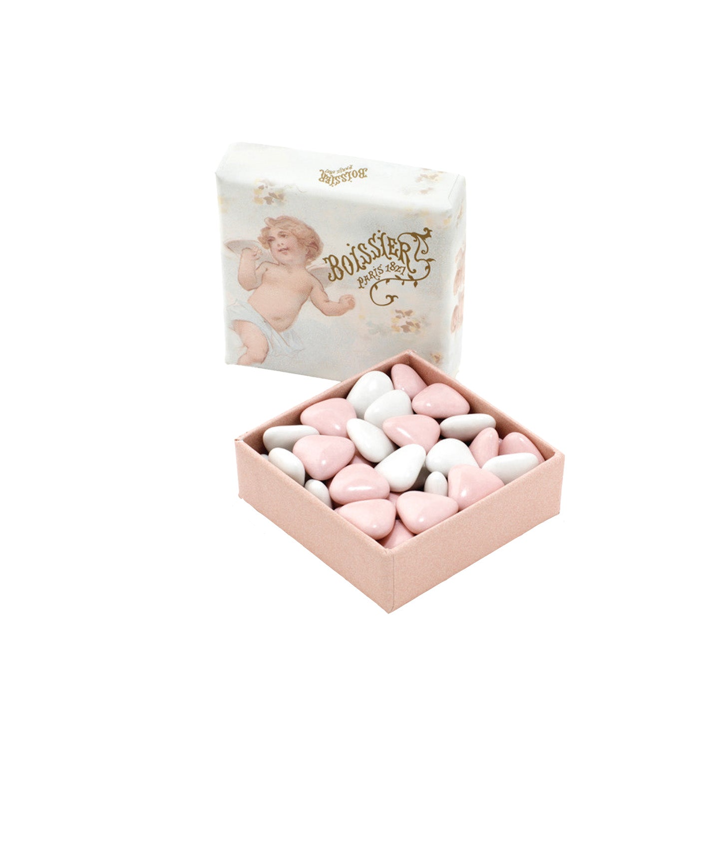 Dragées cœur au chocolat blanc et rose