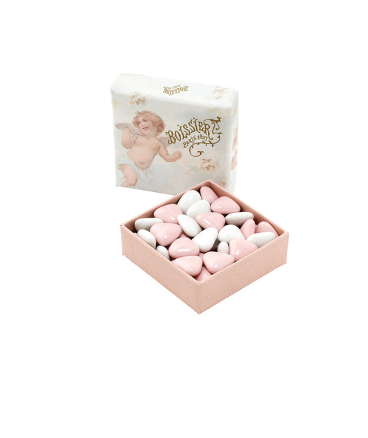 Dragées cœur au chocolat blanc et rose