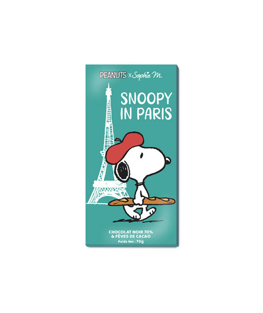 Tablette Snoopy chocolat noir 70 % fèves de cacao "Paris"