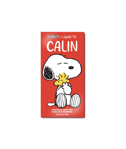 Tablette Snoopy chocolat noir 70% sel de guérande "Calin"