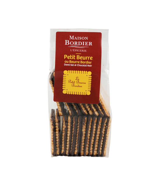 Biscuit le petit beurre au beurre Bordier demi-sel et chocolat noir