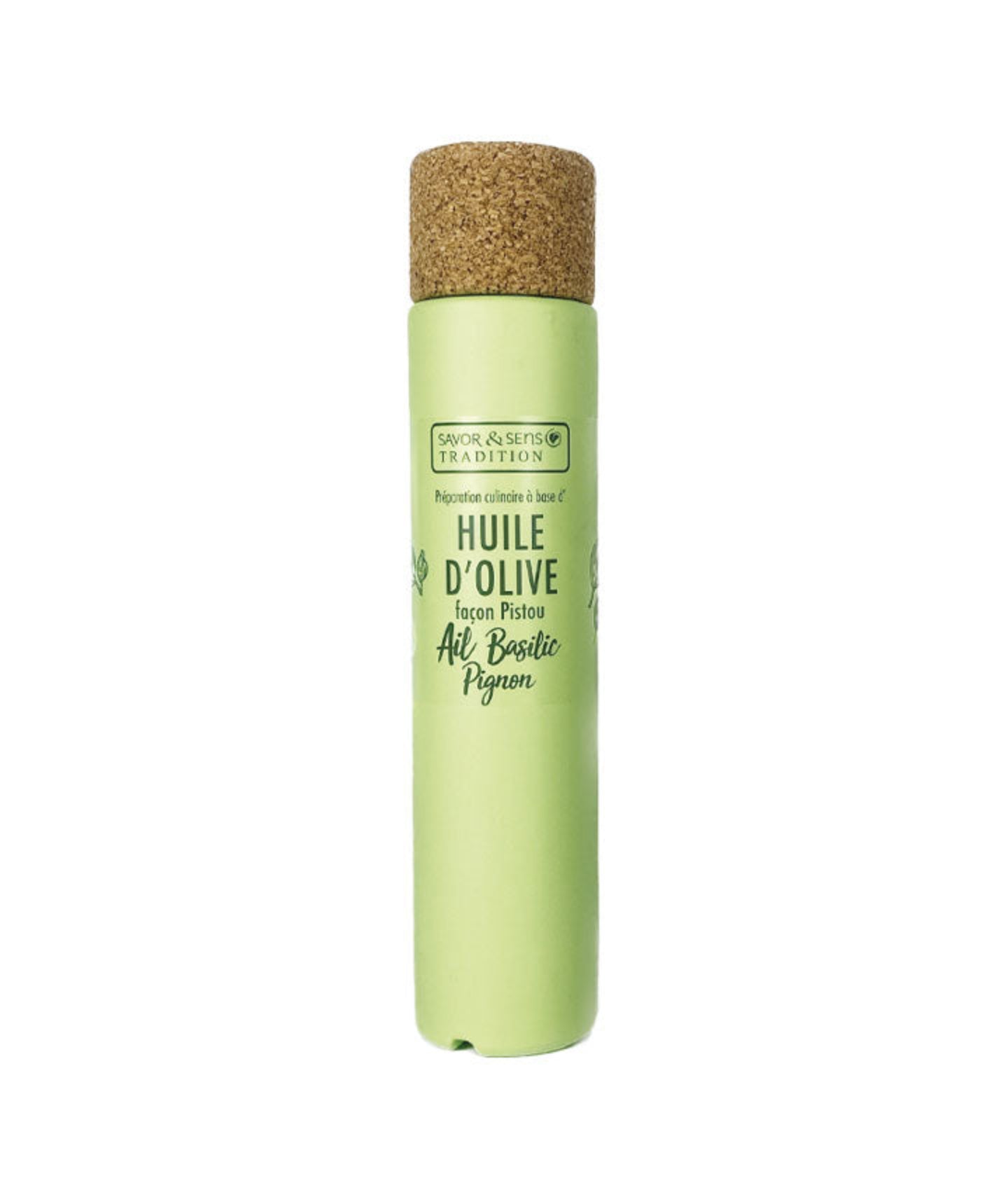 Huile d'olive saveur basilic pignon et ail