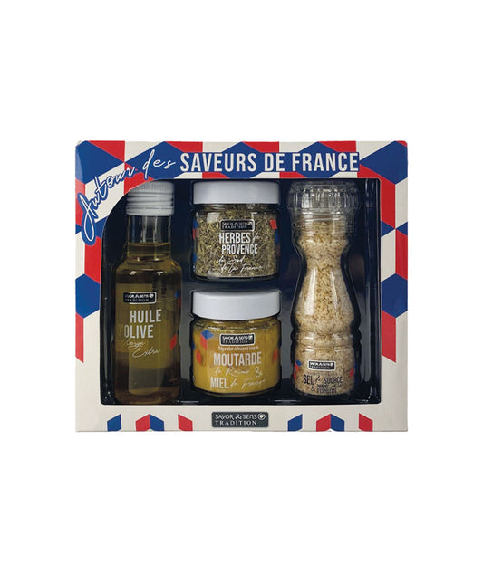 Coffret autour des saveurs de France vue face aux Galeries Lafayette Le Gourmet