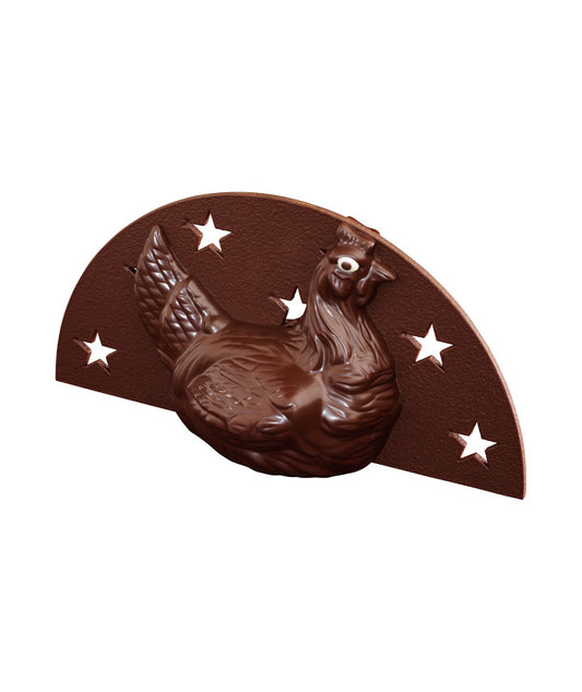 Poule "Star" chocolat noir - 12 cm