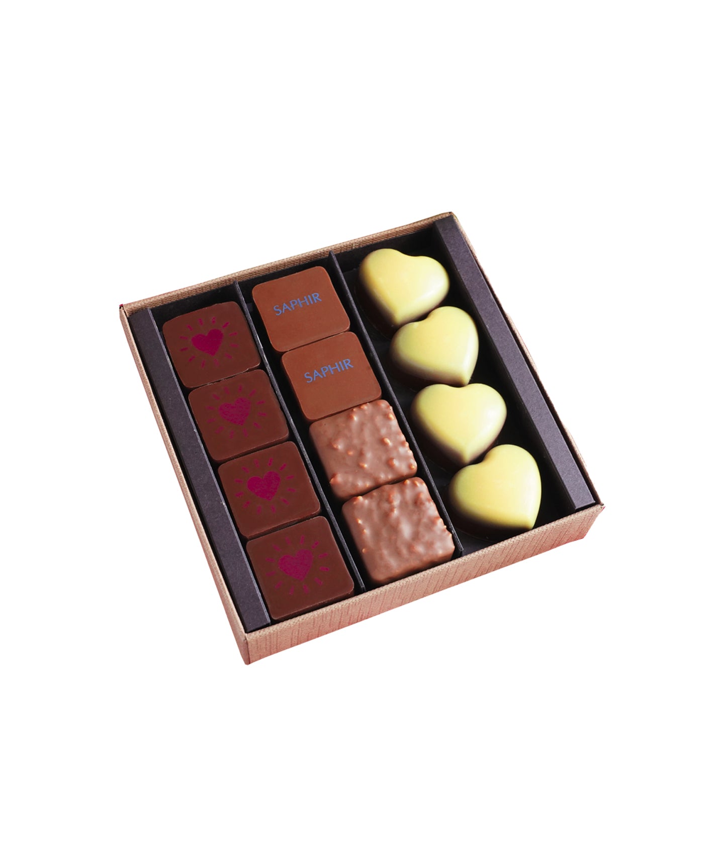 Carré or 12 chocolats noir et lait