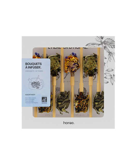 Coffret de 8 bouquets de fleurs séchées à infuser bio