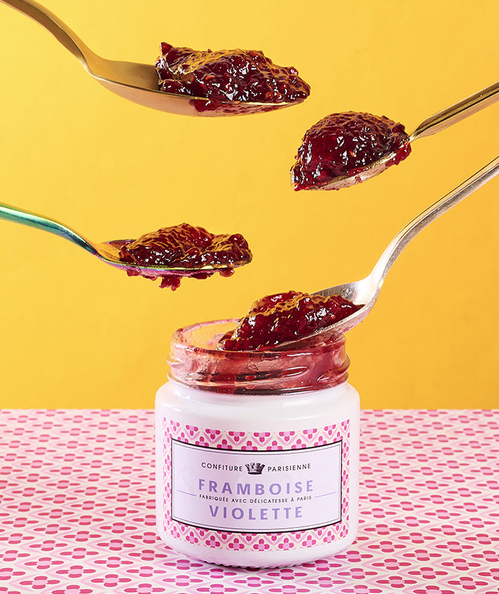 Coffret de confitures - framboise violette et fraise rhubarbe