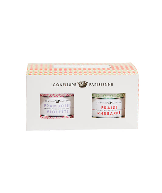 Coffret de confitures - framboise violette et fraise rhubarbe