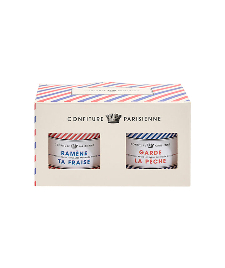 Coffret de confitures - fraise rhubarbe et pêche verveine - French Touch