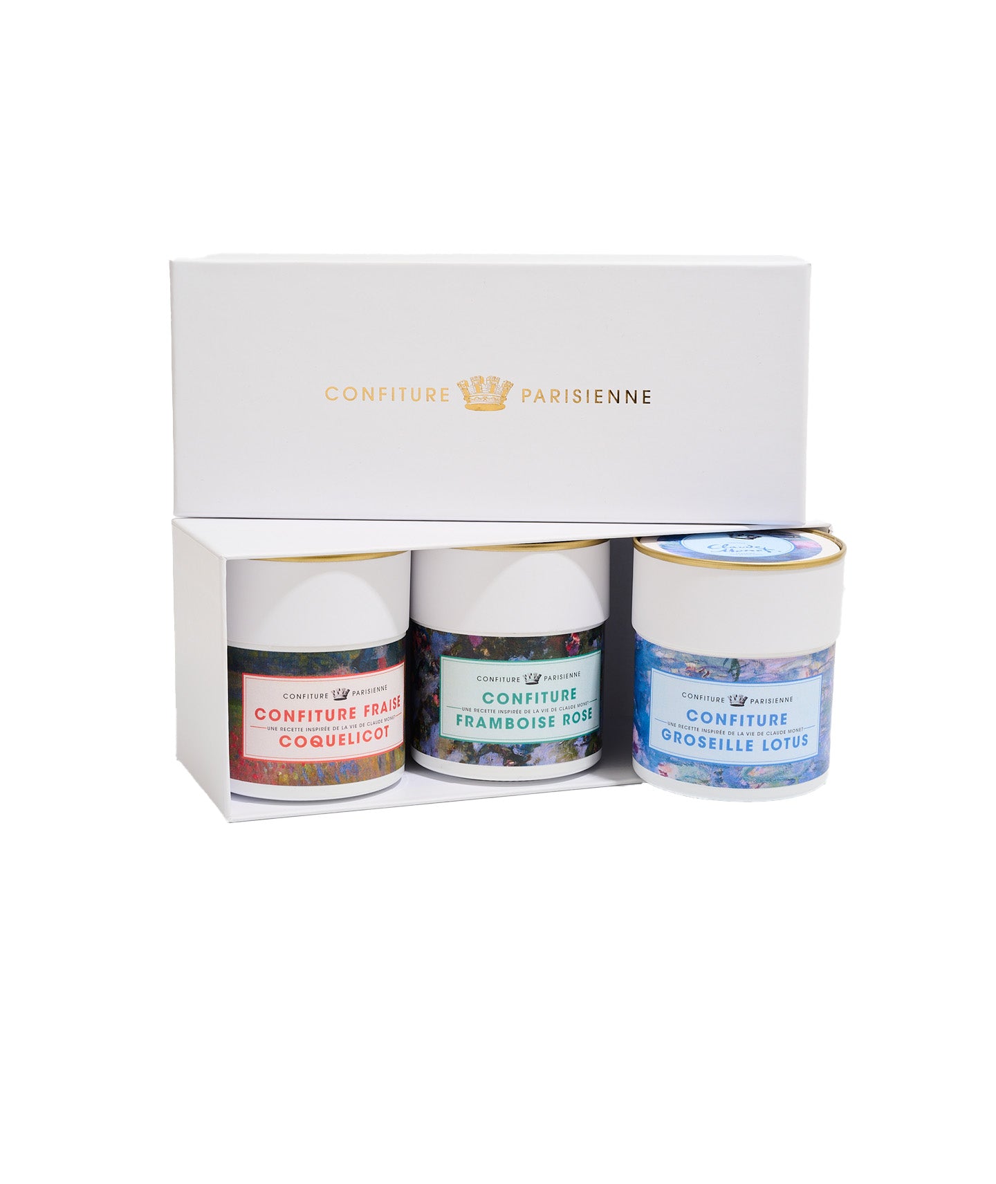 Coffret confitures fraise, framboise et groseille x Claud Monet