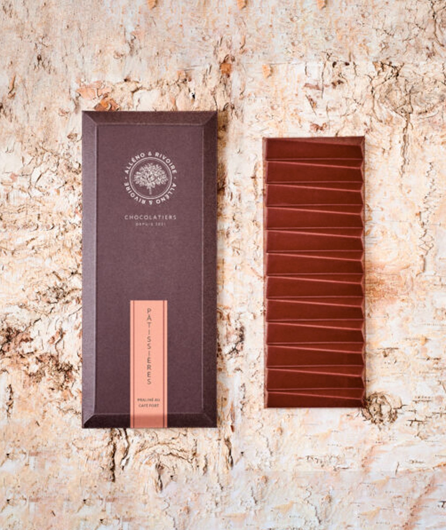 Tablette chocolat noir et praliné au café fort