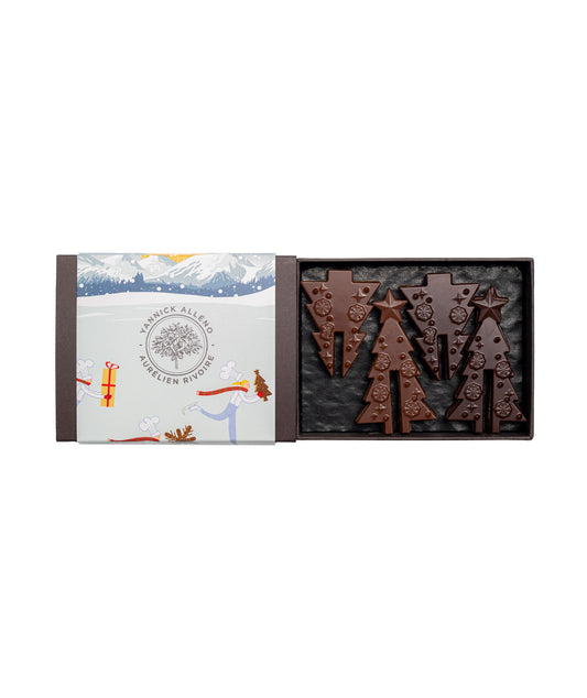 Coffret de 6 sapins surprises au chocolat noir et lait