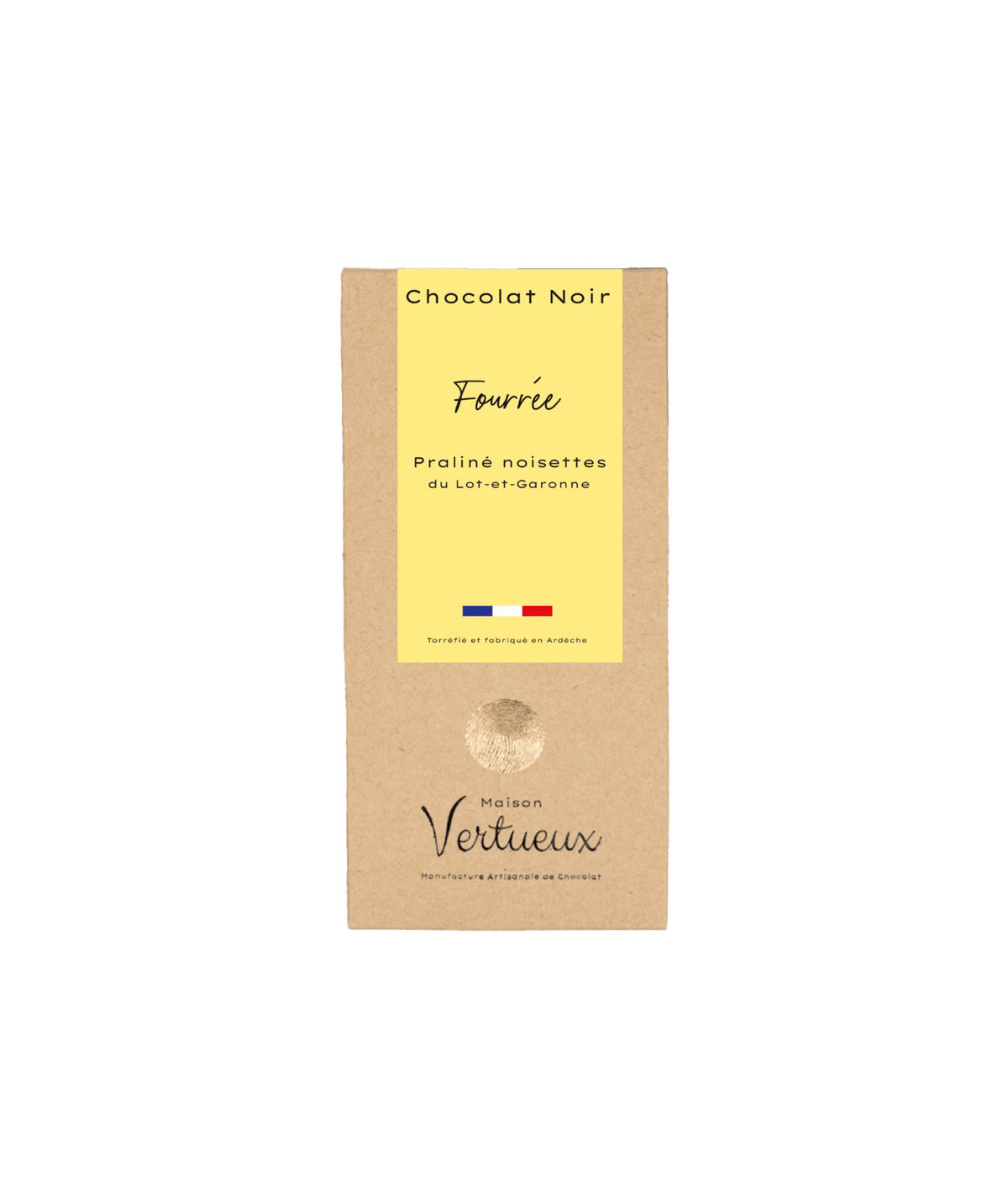 Tablette noir fourrée praliné noisette