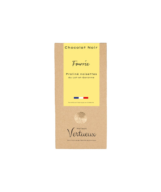 Tablette noir fourrée praliné noisette