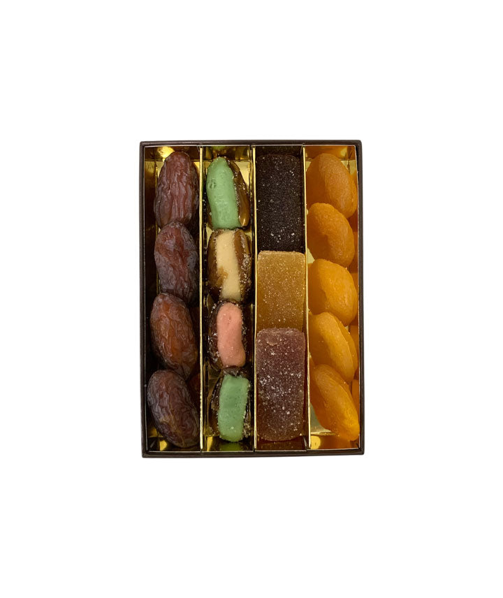Assortiment Dattes, dattes fourrées, pâte de fruit, abricots - 300g