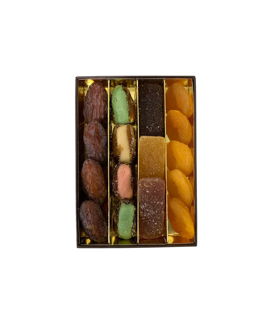 Assortiment Dattes, dattes fourrées, pâte de fruit, abricots - 300g