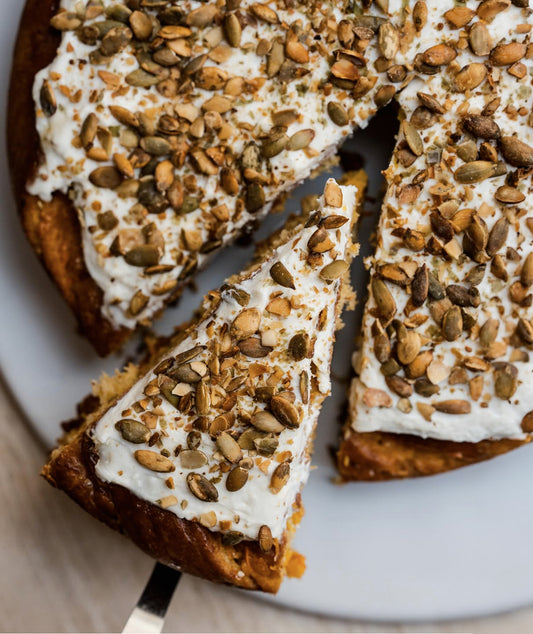 Carrot cake Labneh et graines de courge