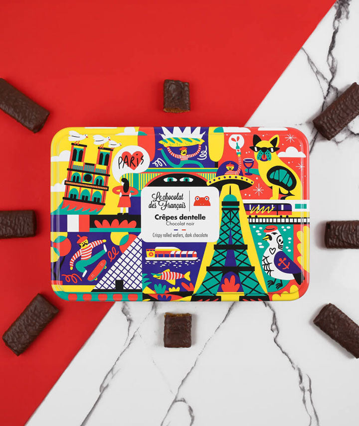 Boite de 18 crêpes dentelles au chocolat noir
