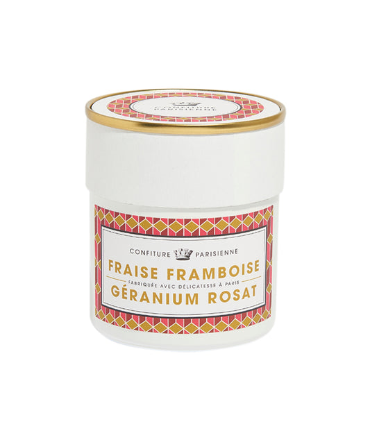 Confiture fraise framboise géranium rosat