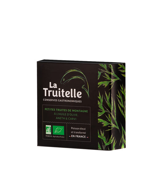 Petites truites de montagne à l'huile d'olive, aneth et carvi