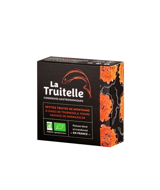 Petites truites de montagne à l'huile de tournesol et poivre sauvage de Madagascar bio