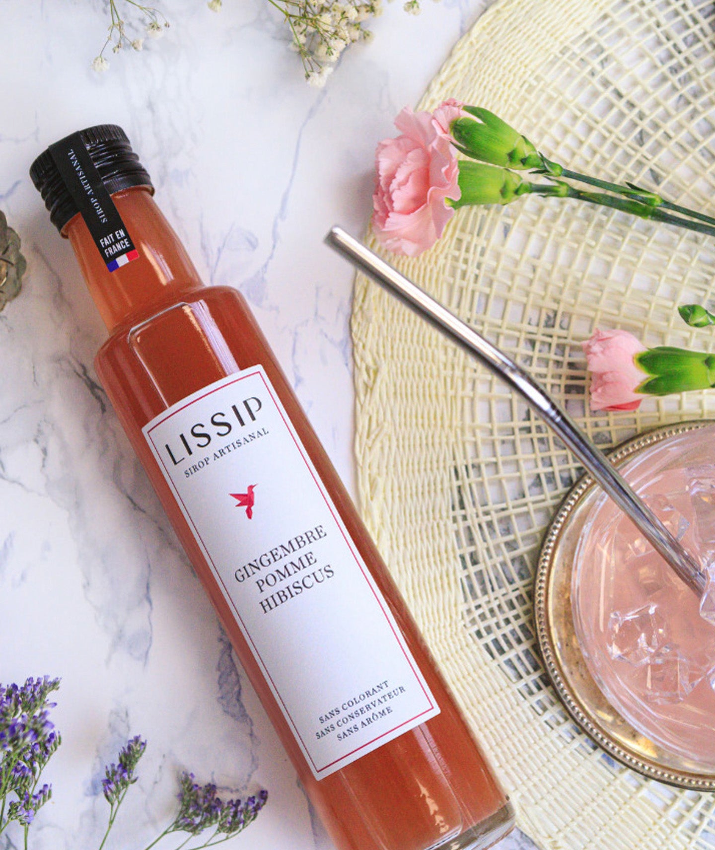 Sirop gingembre, pomme, hibiscus