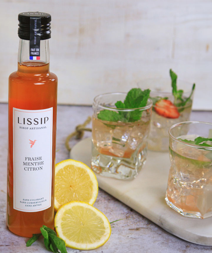 Sirop fraise, menthe et citron