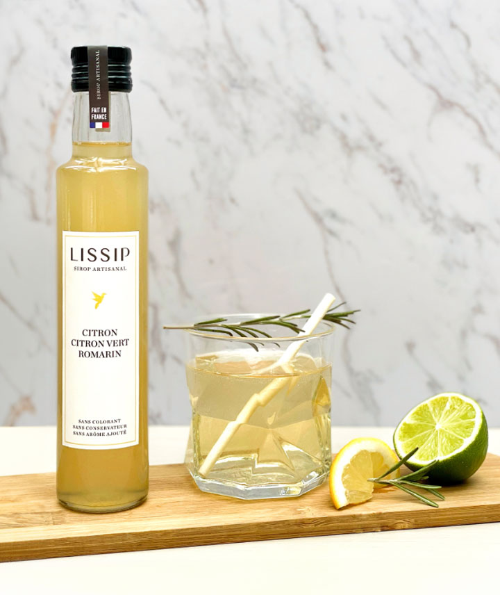 Sirop citron, citron vert et romarin