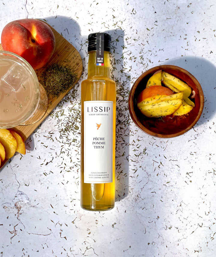 Sirop pêche, pomme et thym