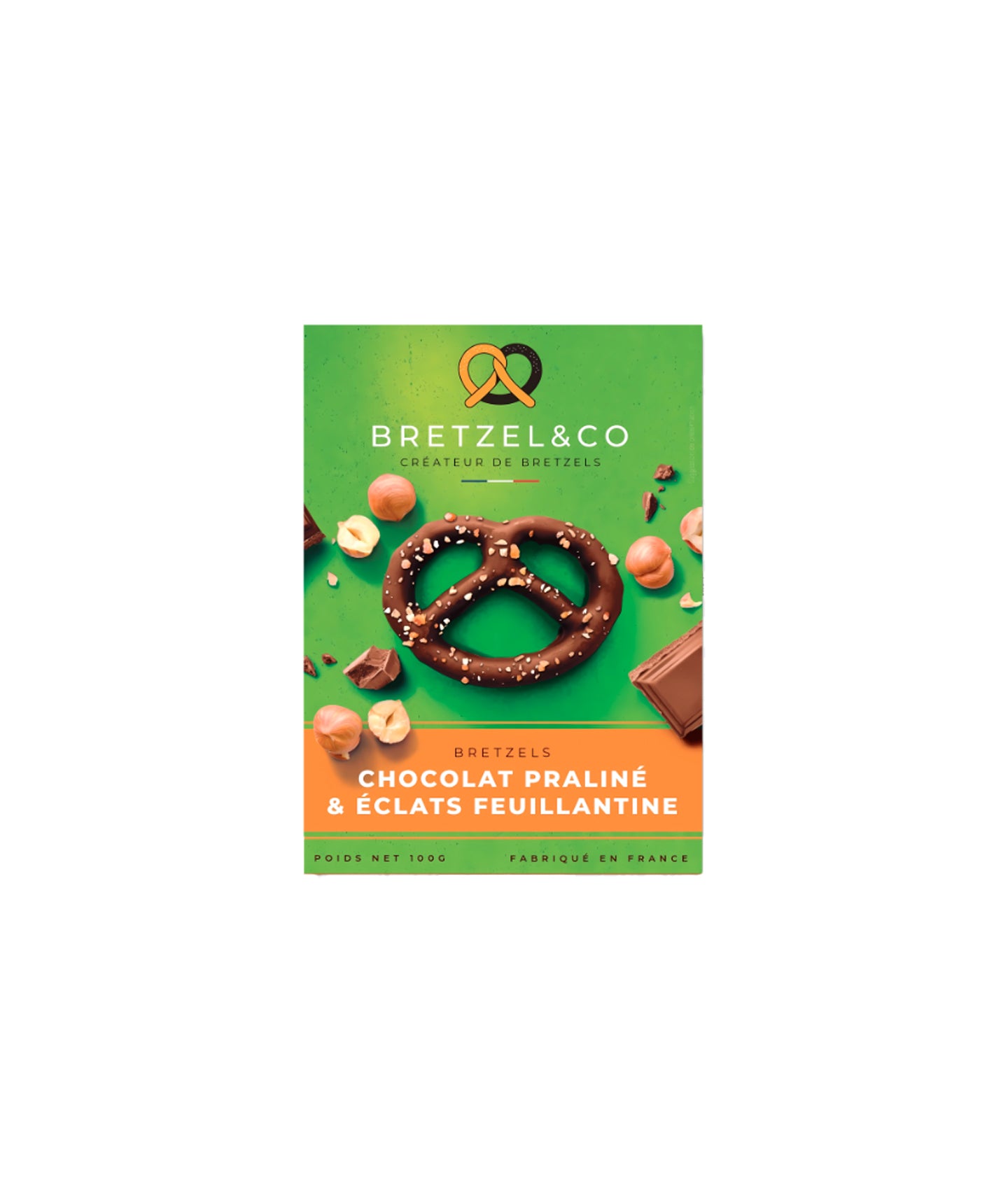 Bretzel chocolat praliné et éclats de feuillantine