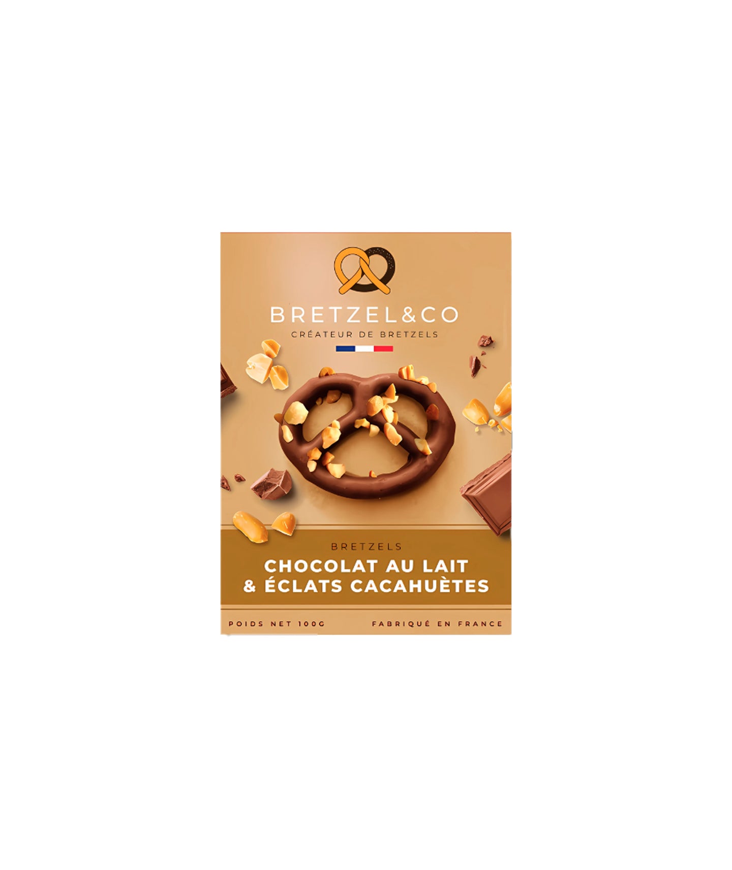 Bretzel chocolat au lait et éclats de cacahuètes
