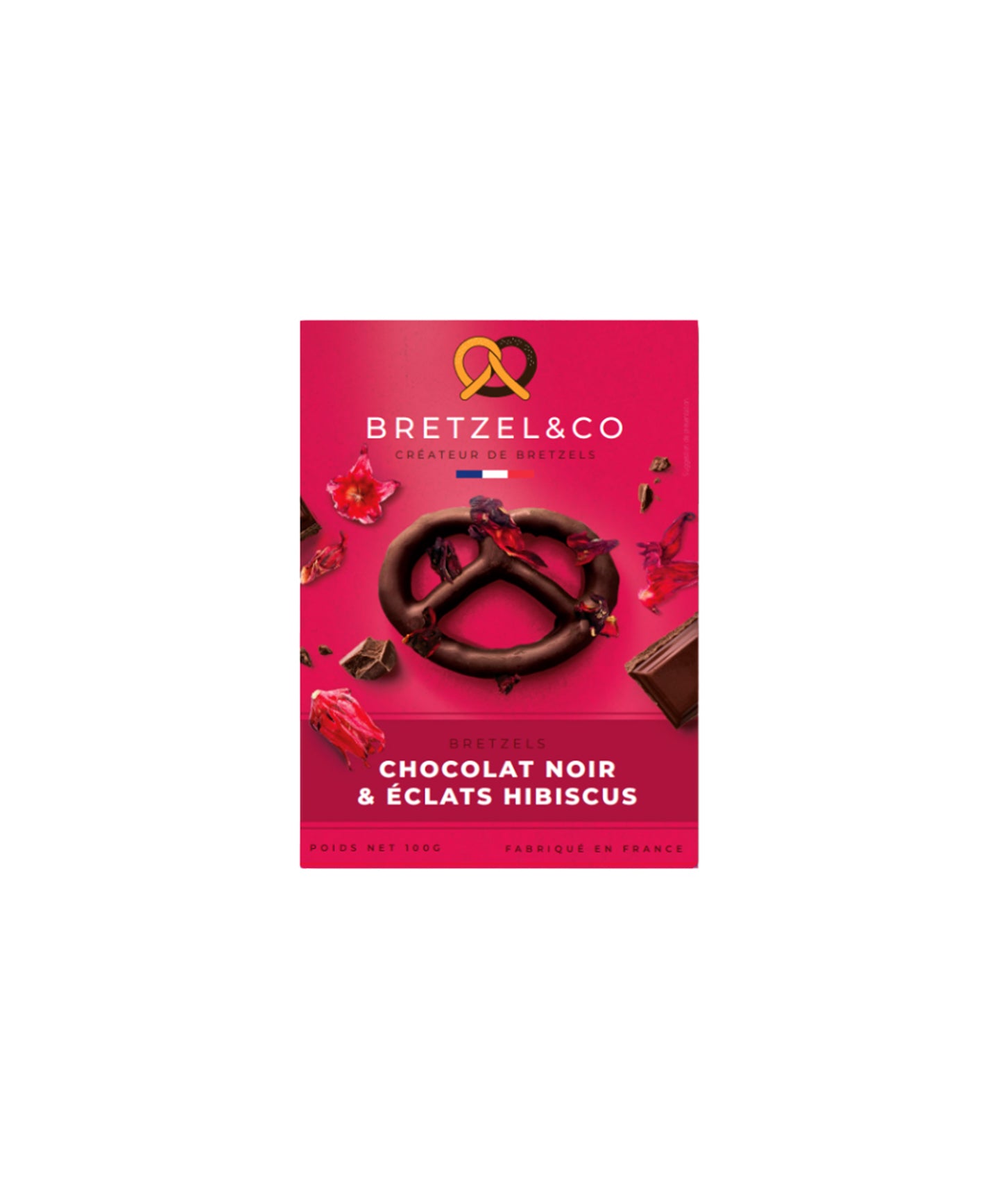 Bretzel chocolat noir à la fleurs d'hibiscus