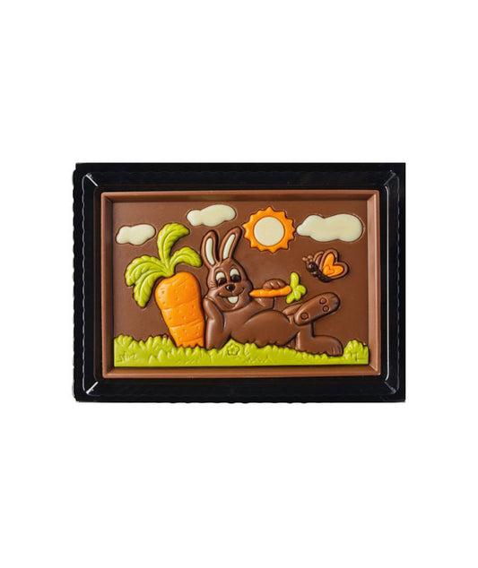 Moulage en chocolat plat poule et lapin