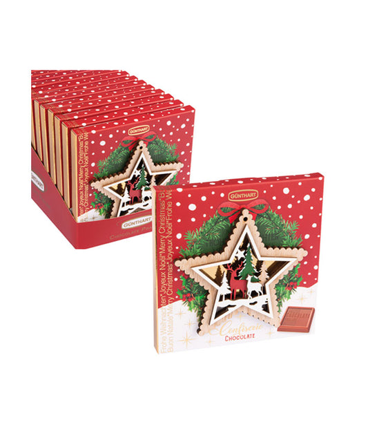 Etoile de Noël en bois sur étui