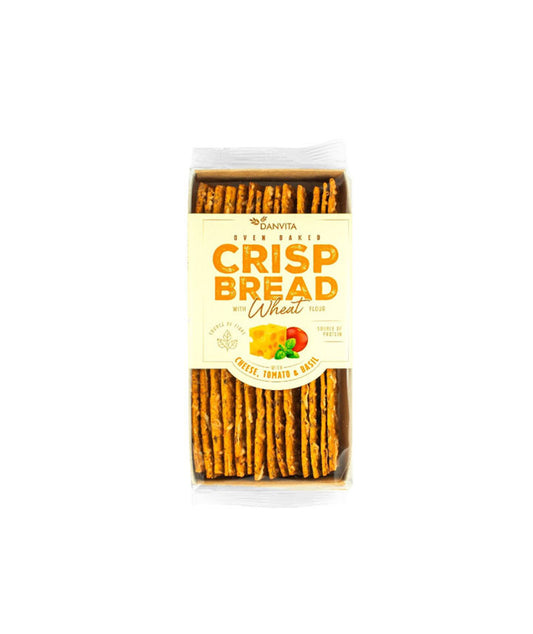 Crispbread au fromage, tomate et basilic