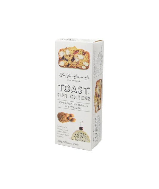 Toast au fromage, cerises et amandes