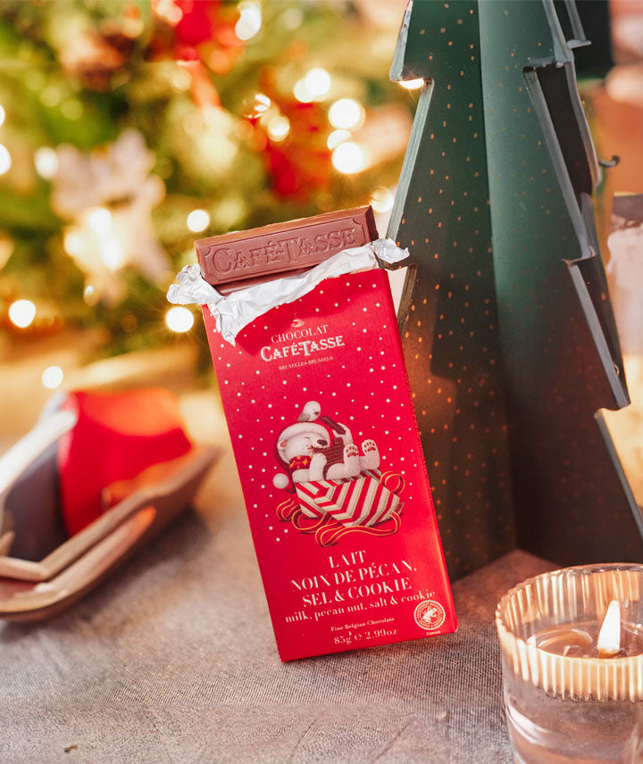 Tablette lait noix de pécan et cookie édition de Noël