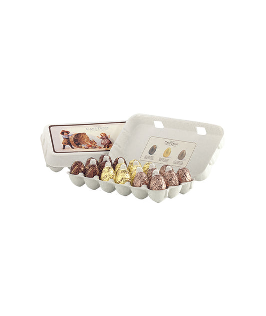 Boîte 18 oeufs assortis lait noir et blanc fourrés prâliné