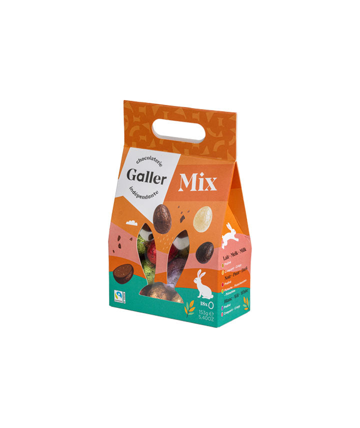 Assortiments de 18 oeufs de Pâques en chocolat