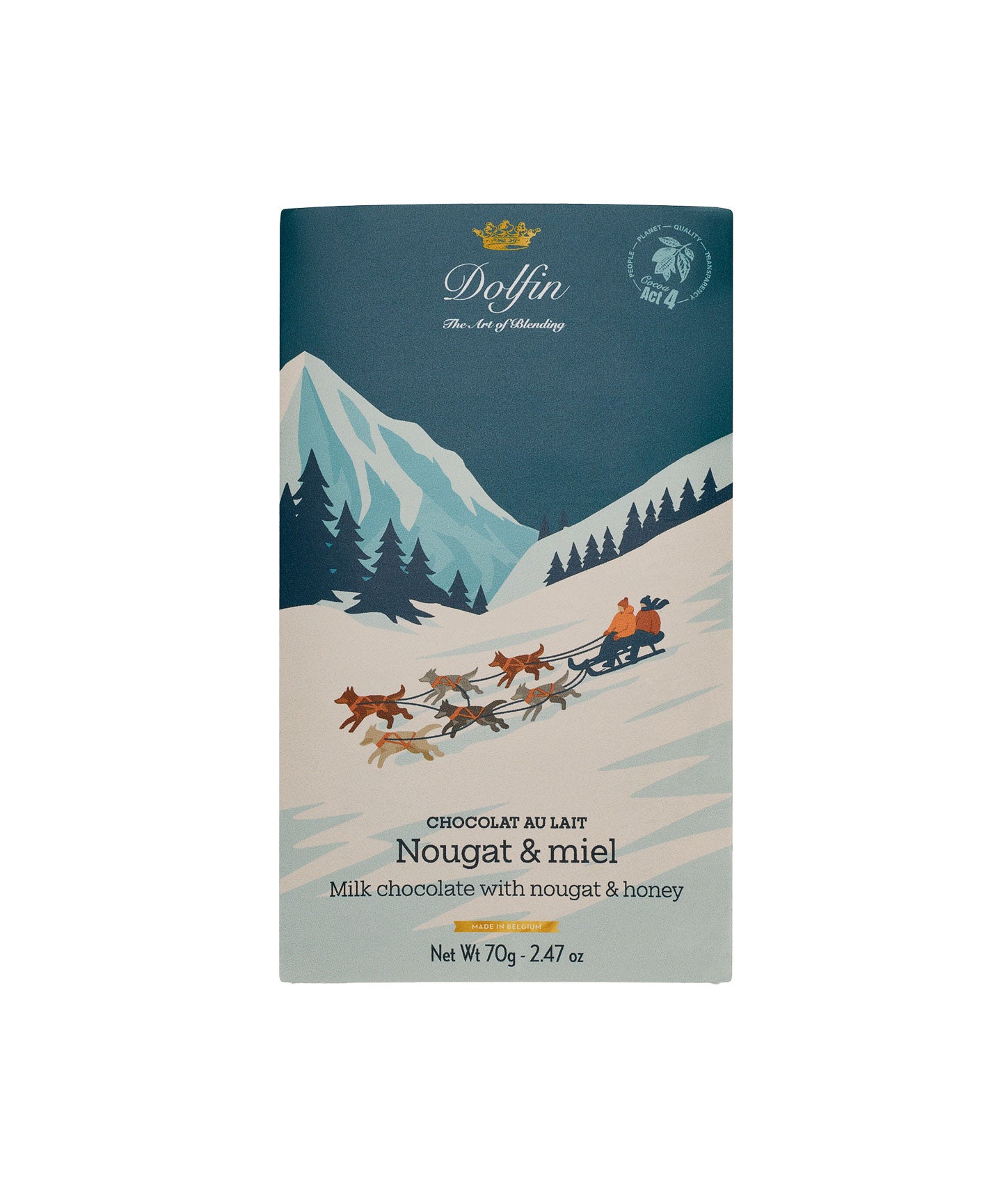 Tablette de chocolat au lait 37% au nougat et miel