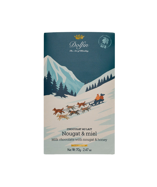 Tablette de chocolat au lait 37% au nougat et miel