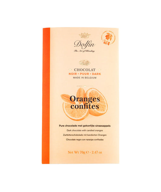 Tablette chocolat noir 60% écorces d'oranges confites