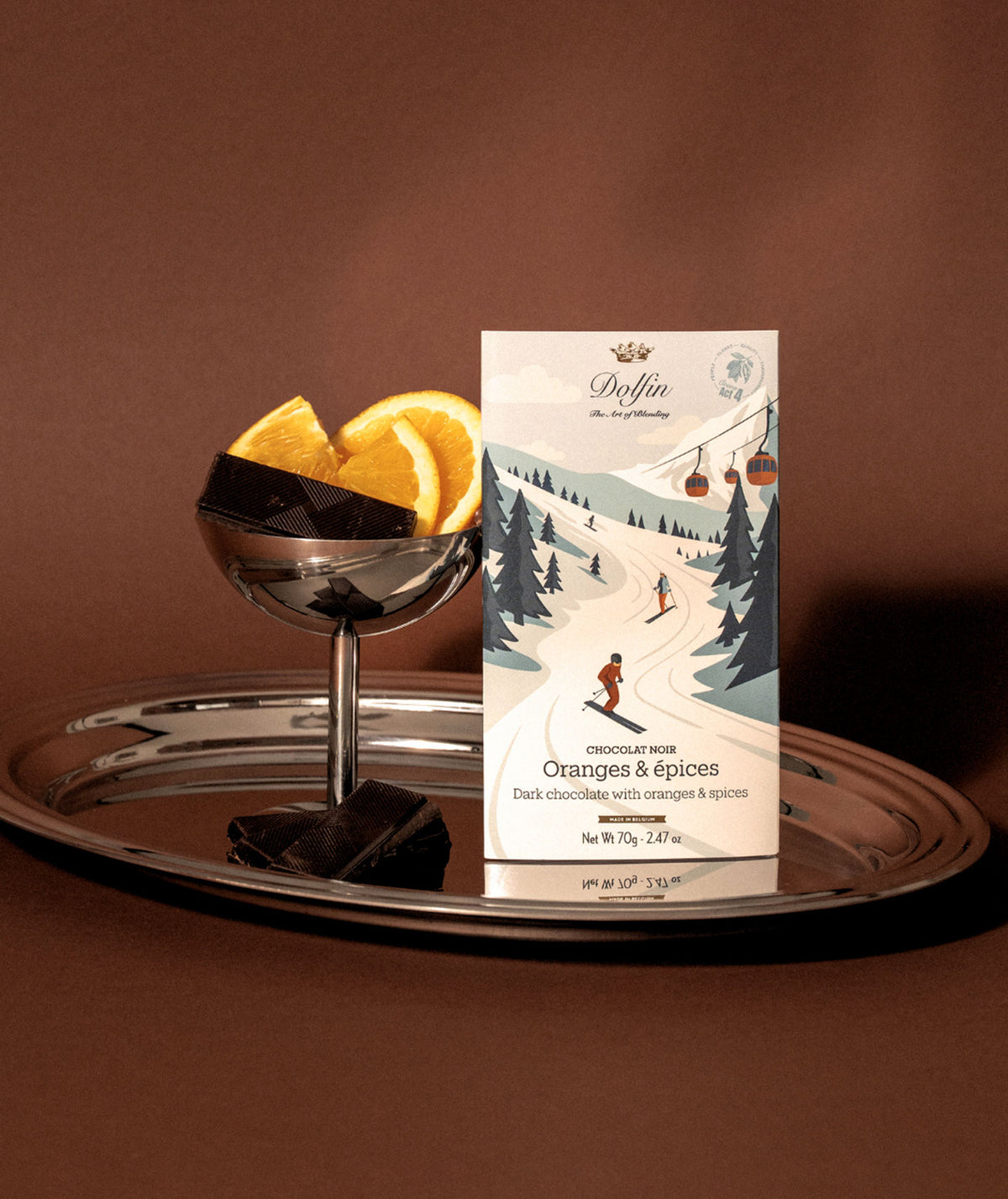 Tablette de chocolat noir 60% orange épices