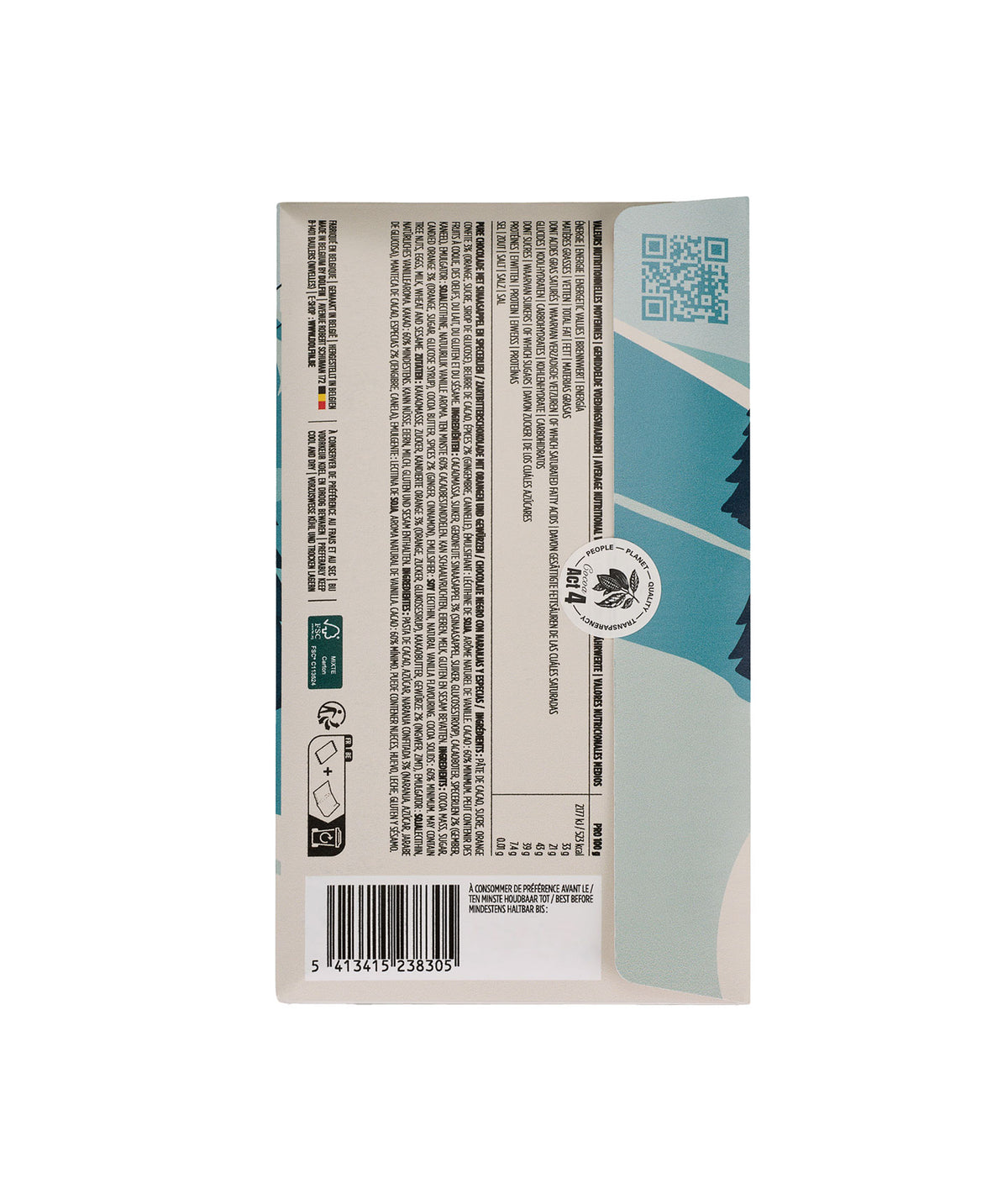 Tablette de chocolat noir 60% orange épices