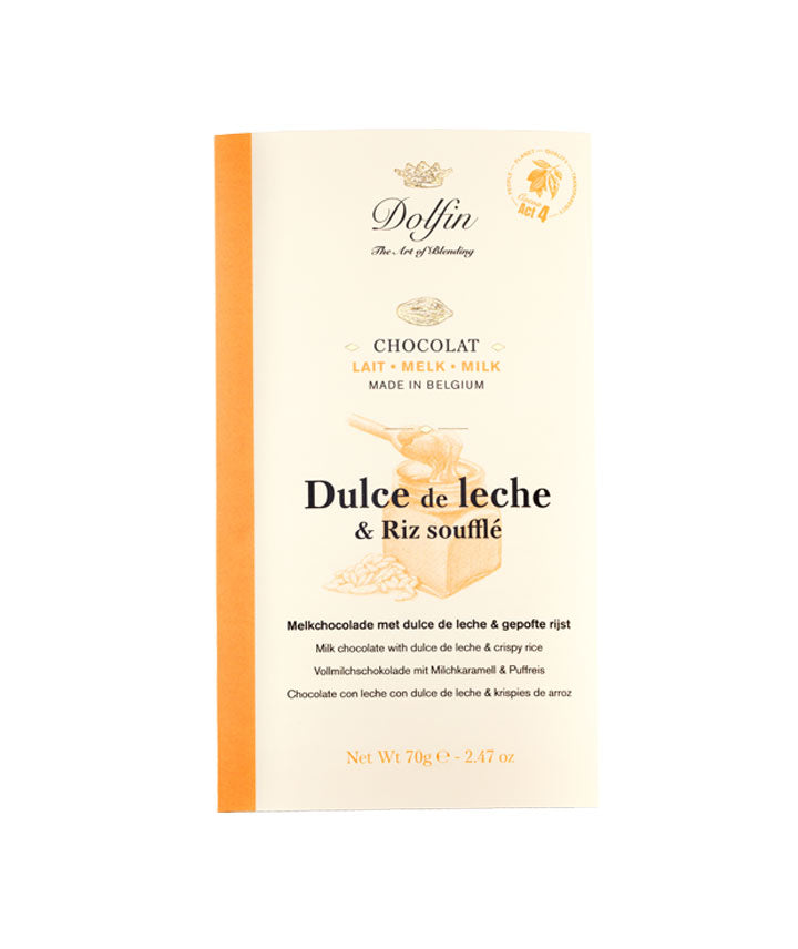 Tablette chocolat lait, dulce de leche et riz soufflé