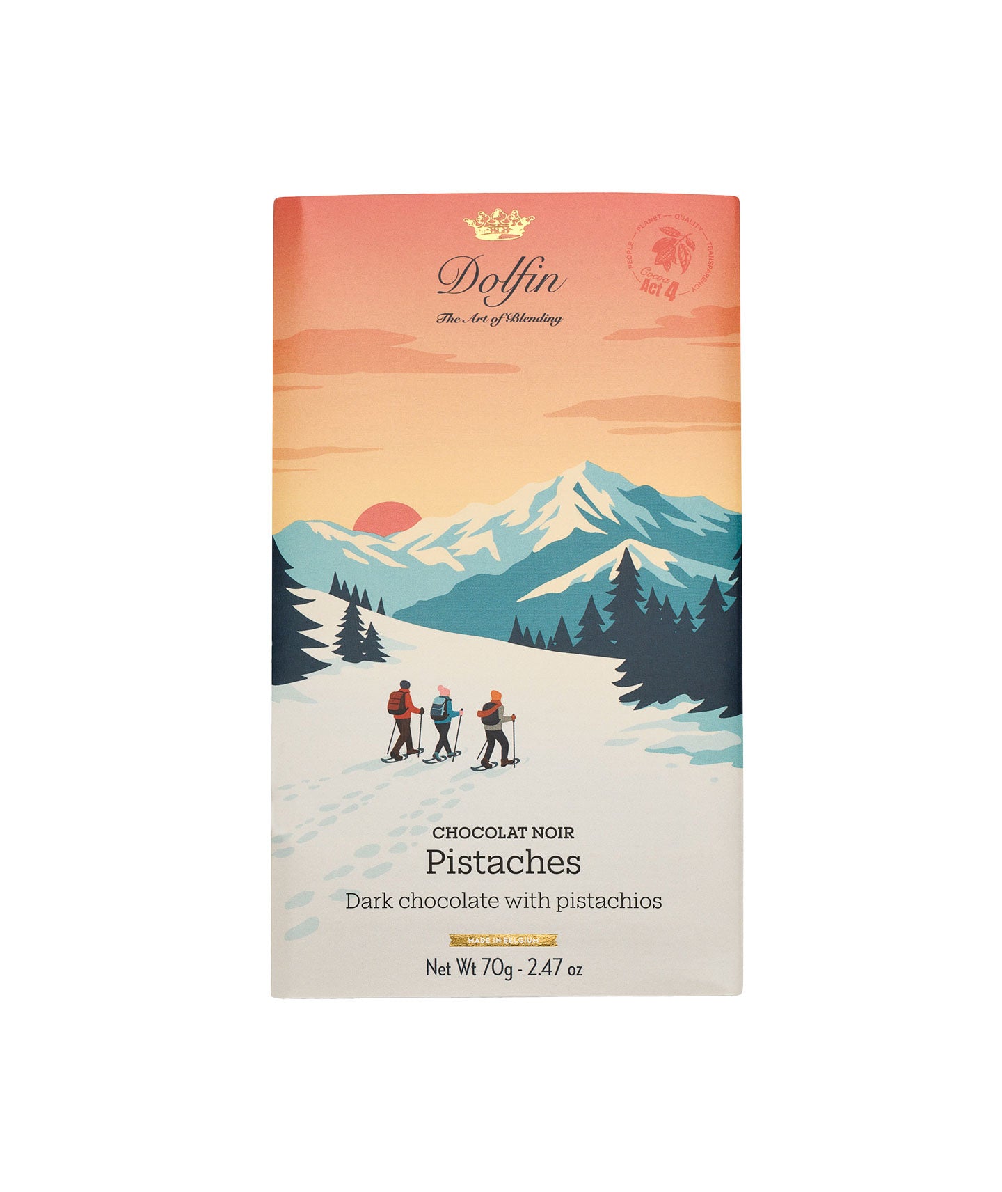 Tablette de chocolat noir 60% pistaches grillées
